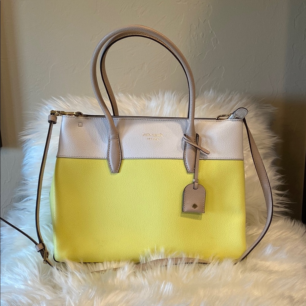 Kate Spade Yellow and Cream Shoulder Bag